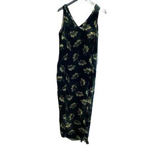 Dana Buchman Women's Crushed Velvet Burnout Forest Fairy Leaf Dress Green Sz 12